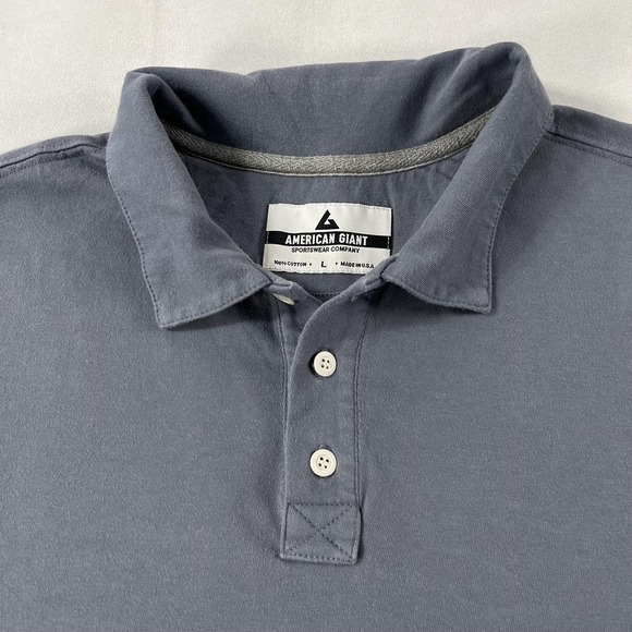 American Giant Polo Shirt Mens Large Blue Short Sleeve Cotton Classic Made‎ USA - Picture 3 of 11